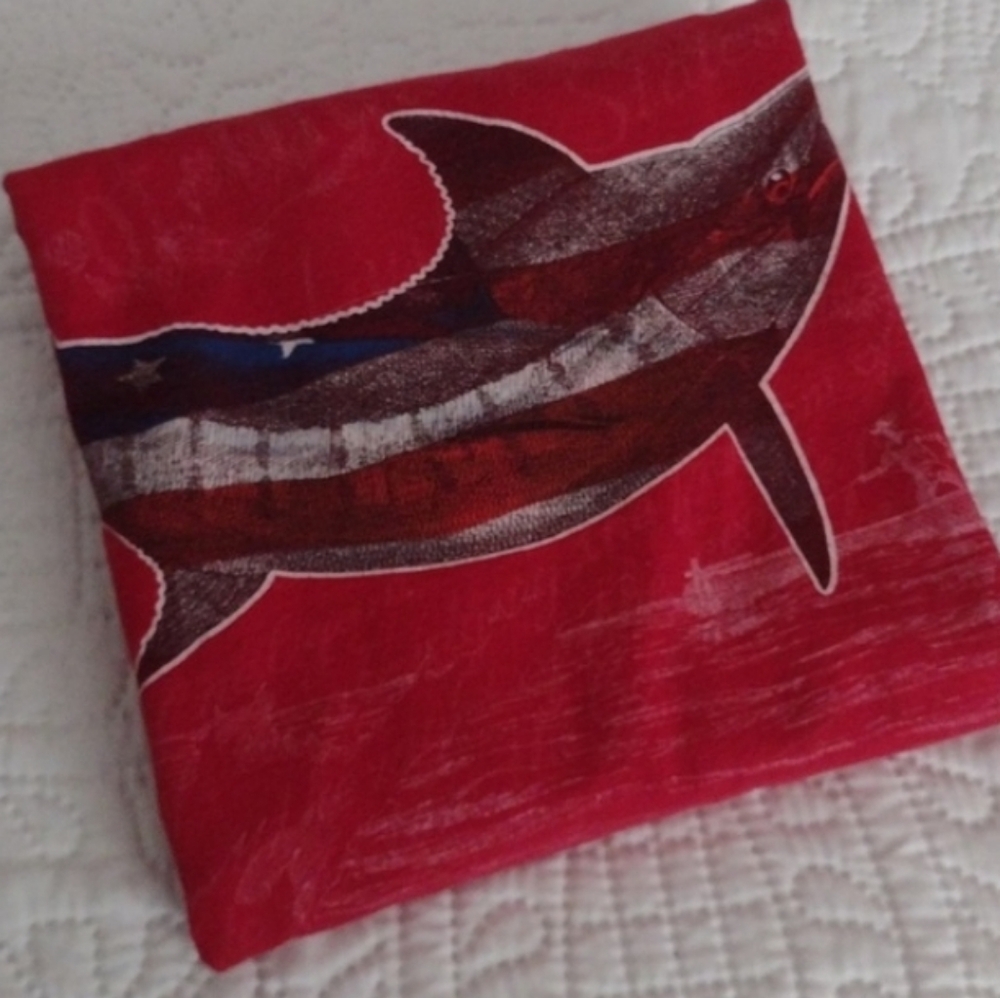 Red Guy Harvey Short Sleeve Red White & Blue Swordfish On The Back Pocket Tee
